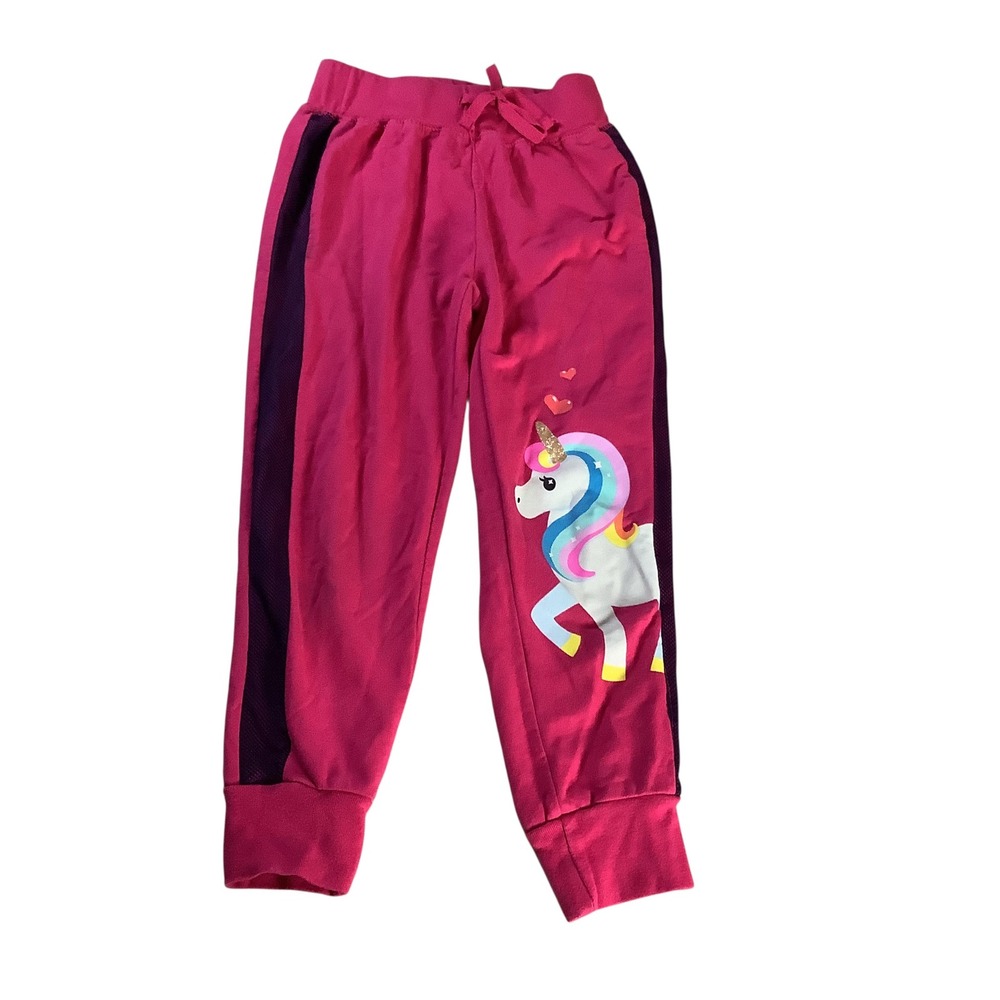 JoJo Siwa Jogger Pants Girls S 6/6X Pink Unicorn Mesh Stripe Athletic Casual